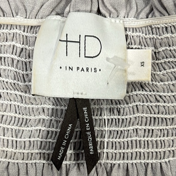 Anthropologie HD in Paris Off Shoulder Mini Dress XS Lace Appliques Smocked Boho - Picture 8 of 12